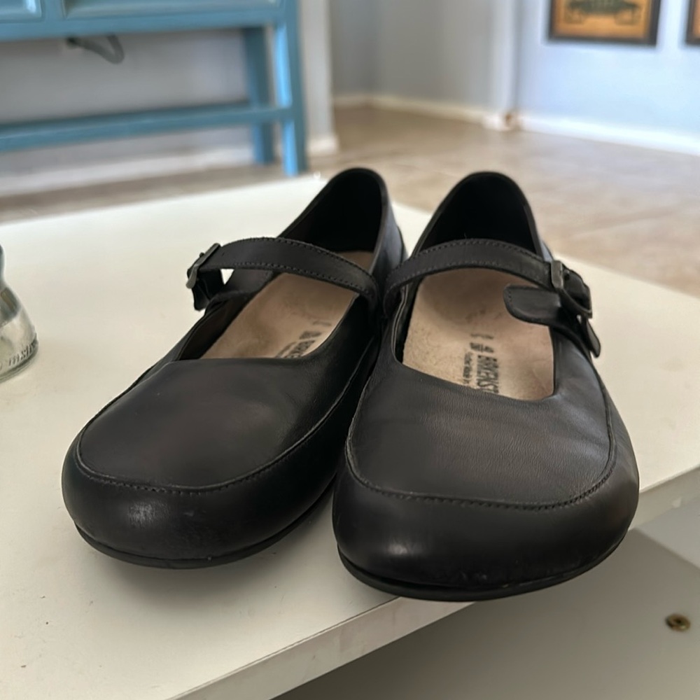 Birkenstock Women's Black Leather Mary Jane Flats - 40 (US 9/9.5)